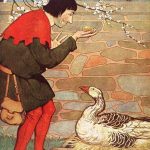 Image of man holding golden egg laid by the magic goose